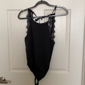 Abercrombie satin and lace tie back bodysuit.